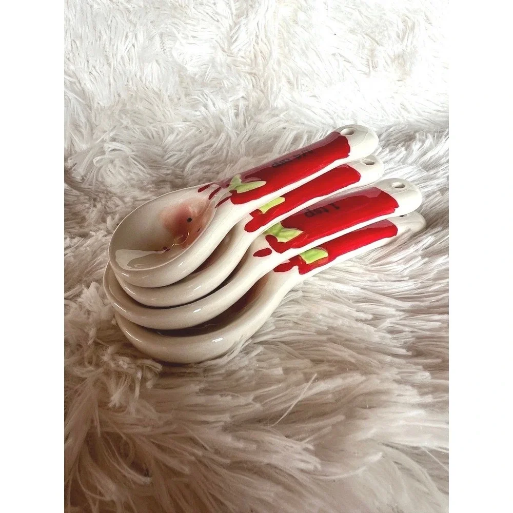 Santa Measuring Spoons Holiday Set Christmas Porcelain Decorative Grandmacore